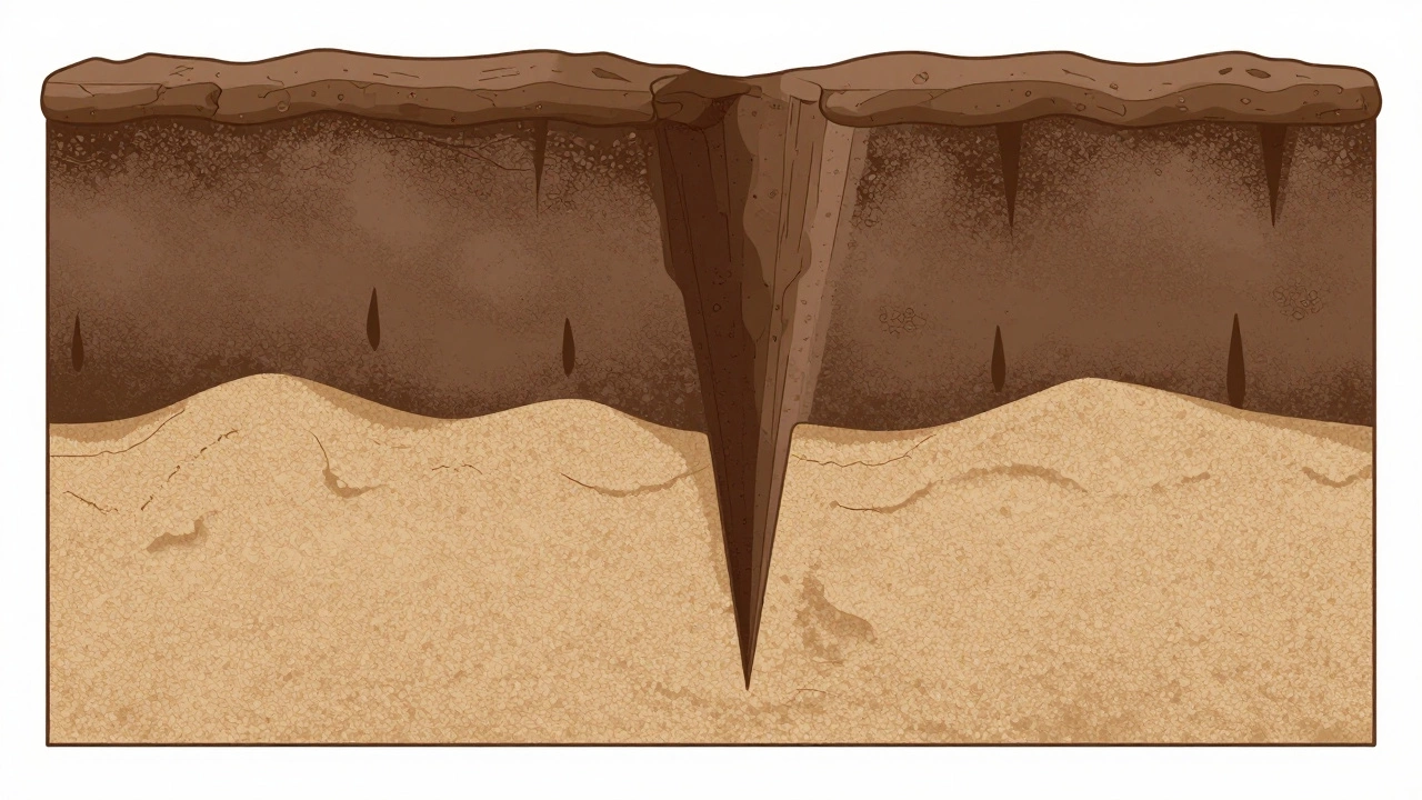 Слои грунта: глина, песок, суглинок с глубиной промерзания.