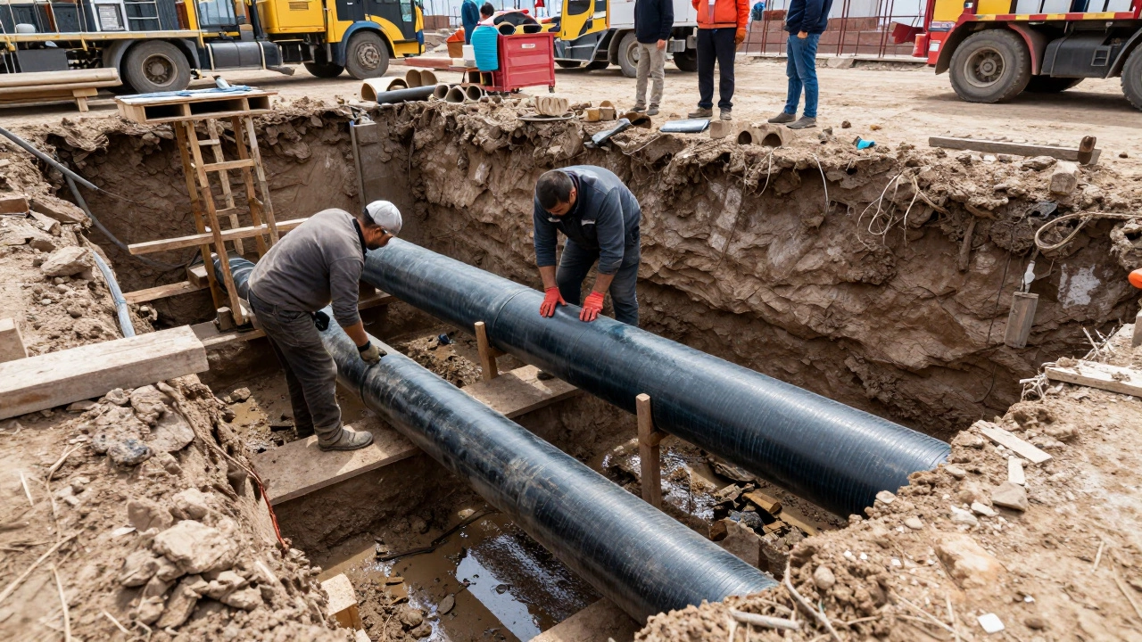 Установка дренажа при строительстве фундамента в Казани.