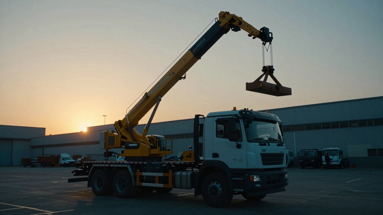 Грузовик с манипулятором на промышленном объекте