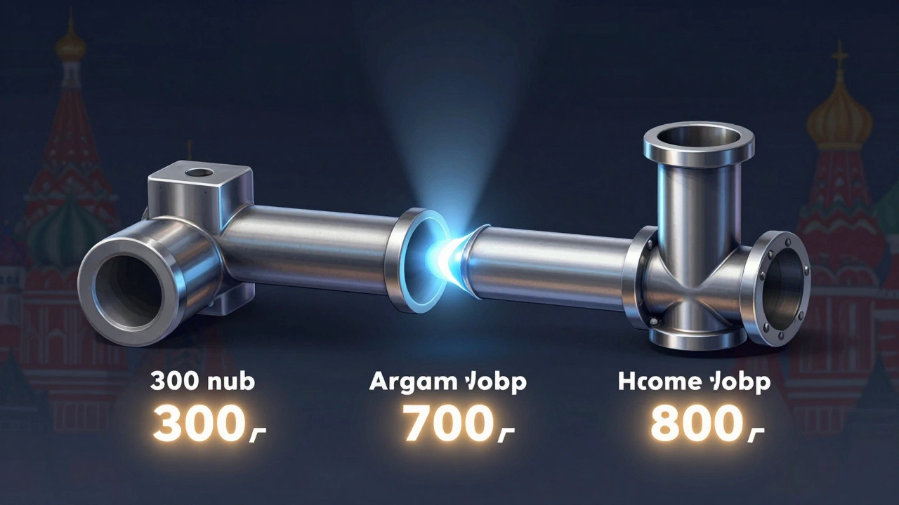 Сравнение трёх типов сварных швов: простой стальной, нержавеющий с аргоном и сложный в трубе, с ценами в рублях.