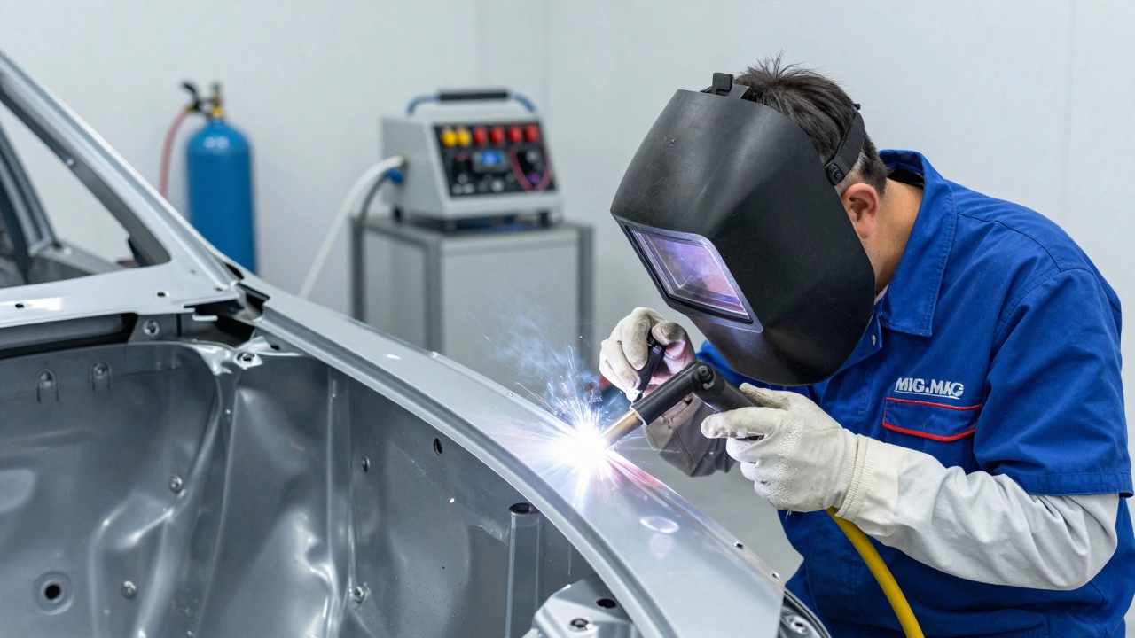 Полуавтоматическая сварка кузова автомобиля в современном автосервисе