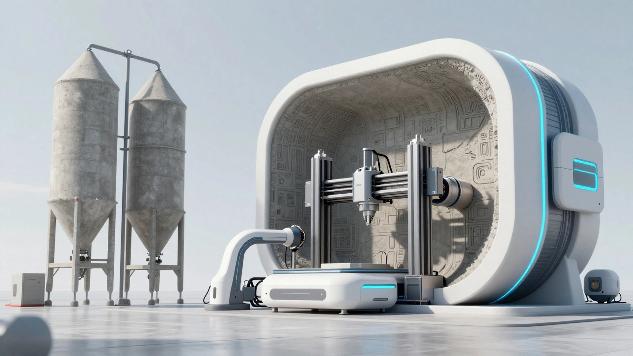 Современный 3D-принтер, печатающий стены из бетона